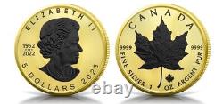 2023 Canada Maple Leaf 24k Gold & Black Platinum Gilded 1 oz Silver #253 of 500