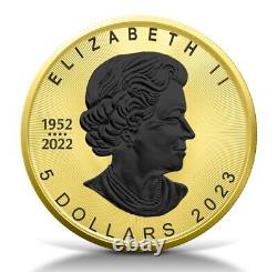 2023 Canada Maple Leaf 24k Gold & Black Platinum Gilded 1 oz Silver Mintage 500