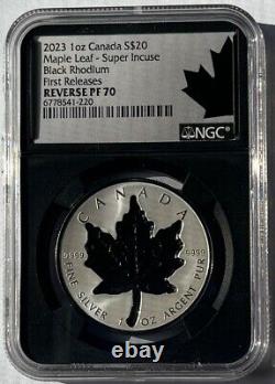 2023 Canada Maple Leaf Super Incuse Black Rhodium 1 Oz Silver NGC PF70 First Rel