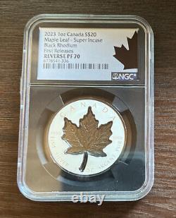 2023 Canada Maple Leaf Super Incuse Black Rhodium 1 Oz Silver NGC PF70 Rev PRF