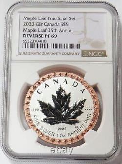 2023 Silver Canada Gilt Maple Leaf 35th Anniversary 1 Oz 9999 Ngc Reverse Pf 69
