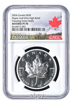 2024 $20 Canada Maple Leaf Ultra High Relief Pulsating Forest NGC Reverse PF70