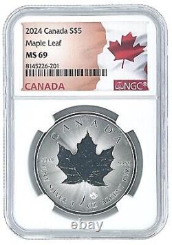 2024 Canada 1oz Silver Maple Leaf NGC MS69 Flag Label 10 Pack withRed Case