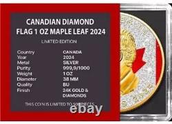 2024 Canada Maple Leaf Diamond Flag Edition 1 oz Silver Coin