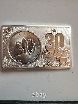 3 oz Silver Bar & Coin Set 30th Anniversary of Maple Leaf Set 1988-2018 Rare