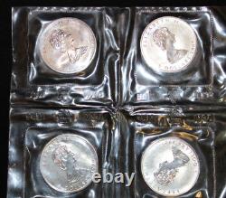 (4) 1989 Silver 1 Oz Canadian Maple Leaf. 9999 $5 Coins Sealed In Rcm Package