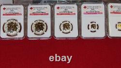 5 coin set Canada Silver Maple Leaf Gilt Reverse Proof NGC PR69 -$1 $2 $3 $4 $5