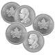 5 X 2024 1 Oz Canadian Silver Maple Leaf Coins Bu. 9999 Silver Coins #a271