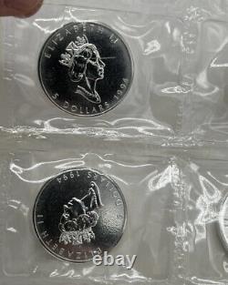 (6) 1994 Canada 1 oz. 9999 Silver Maples Sealed