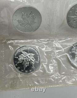 (6) 1994 Canada 1 oz. 9999 Silver Maples Sealed