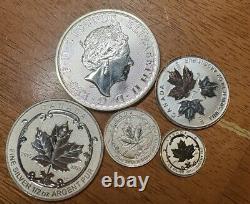CANADA Silver Coins Canadian Maple Leaves & Britain 1 Oz Silver 1.855 Oz Silver
