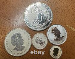 CANADA Silver Coins Canadian Maple Leaves & Britain 1 Oz Silver 1.855 Oz Silver