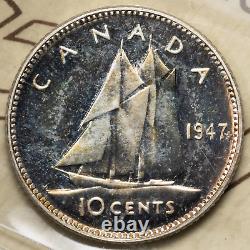 Canada 1947 Maple Leaf 10 Cents Silver Coin ICCS Specimen SP-65