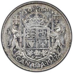 Canada 1947 Maple Leaf Curved 7 50 Cents Half Dollar Silver Coin