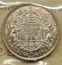 Canada 1947 S7 Maple Leaf 50c Silver Coin ICCS MS-63