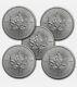 Canada 1 Oz Silver Maple Leaf Lot Of 5 Coins. 9999 Fine Silver