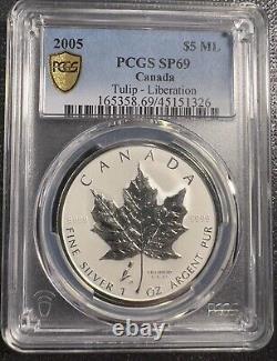 Canada, 2005, $5, SP69 PCGS Liberation Tulip Privy Maple Leaf Queen Elizabeth AG