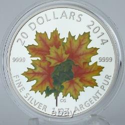 Canada 2014 $20 Maple Leaves Glow-in-the-Dark 1 oz. Pure Silver Color Proof Coin