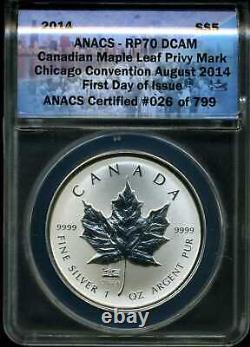 Canada 2014 $5 Silver Maple Leaf Chicago Convention ANA Privy RP70 DCAM ANACS