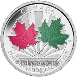 Canada 2014 Maple Leaf Forever $250 1 Kilogram Pure Silver Kilo Red Green Enamel