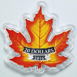 Canada 2016 1oz. 9999 Silver 20 Dollar Colorized Maple Leaf in Frame #BH00984