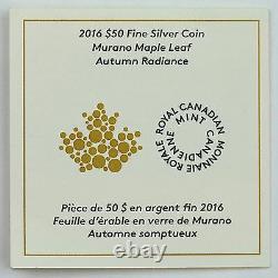 Canada 2016 Autumn Radiance Murano Glass Maple Leaf 5 oz. 9999 Pure Silver Proof