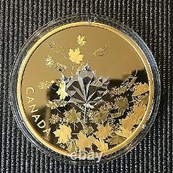 Canada 2017 $50 Whispering Maple Leaves 3 oz Silver Proof Gold-Plated Coin
