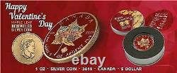 Canada 2019 5$ Maple Leaf Valentine's Day 1 Oz Silbermünze. Geringe Auflage