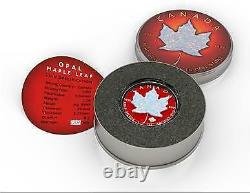 Canada 2020 $5 Maple Leaf Space Red 1 Oz Silver Coin with Genuine Opal Stone