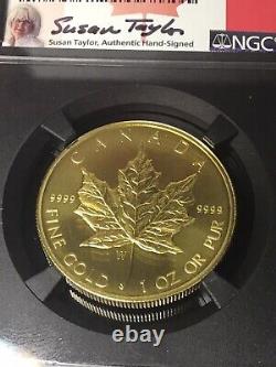 Canada 2020 W G$50 Burnished 1oz Gold & Silver Maple Leaf Susan Taylor NGC BU