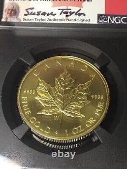 Canada 2020 W G$50 Burnished 1oz Gold & Silver Maple Leaf Susan Taylor NGC BU