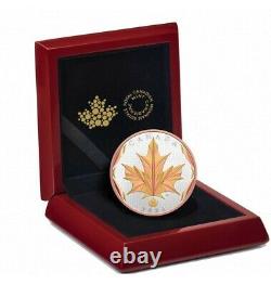 Canada 2021 $50 Maple Leaf in Motion Yellow & Rose Pure Silver Gold Plated Coin