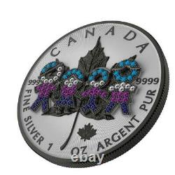 Canada 2021 $5 Maple Leaf- Big Family Black 1 Oz Silver coin