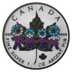 Canada 2021 $5 Maple Leaf- Big Family Black 1 Oz Silver coin