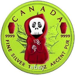 Canada 2022 $5 Maple Leaf HALLOWEEN Death 1 Oz Silver Coin with Polymer