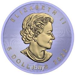 Canada 2022 $5 Maple Leaf Murano Glass Series Title 1 Oz Silver Coin