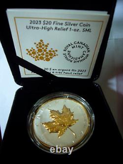 Canada 2023 Canadian Silver Maple Leaf Gold Gilt Ultra High Relief