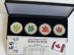 Canada 4 x 5$ 2002 Maple Leaf Four Seasons Set, 4 Oz Silver Case & COA