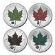 Canada Colorized Maple Leaf Set $5 2010 4 Coin Set Gemstone Privy Mark