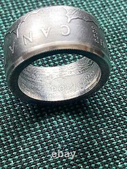 Canada Silver Maple Coin Ring. 9999 Canadian Coin Ring Handmade Sz 13