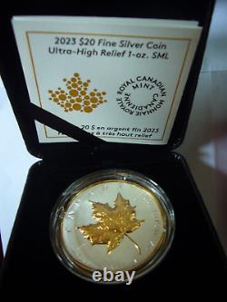 Canada Silver Maple Leaf Silver 2023 Ultra High Relief Gold Gilt & 2010 Piedfort