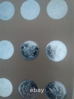 Dansco Canadian Maple Leaf 1988-2023 complete, all 37 $5 silver coins