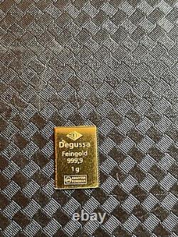 Degussa. 999 Gold Bar 1g & 1/20oz. 999 Silver Canada Maple leaf Bar Rare