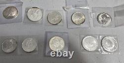 Lot Of 10 Silver Coins Walking Liberty. Niuv. Canada Maple. Krugerran