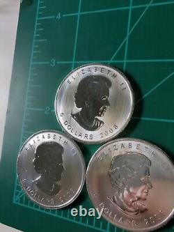 Lot Of 3 2008 1 oz Silver Canadian Maple Leaf. 9999 UNC