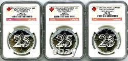 Lot Of 3 2013 Canada Maple Leaf S$5 Ngc Ms70 25th Anniversary Fr Ex Scarce