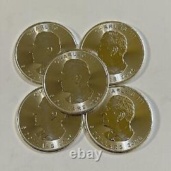 Lot Of 5 2024 Silver $5 Silver Canadian Maple Leaf 1 oz Brilliant Uncirculated
