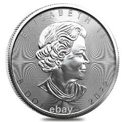 Lot of 100 2022 1 oz Canadian Silver Maple Leaf. 9999 Fine $5 Coin BU 4 Roll