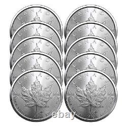 Lot of 10 2023 $5 Silver Canadian Maple Leaf 1 oz BU