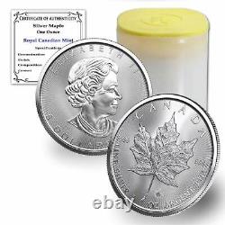 Lot of 25 2021 1oz Silver Canadian Maple Leafs Brilliant Uncirculated coins